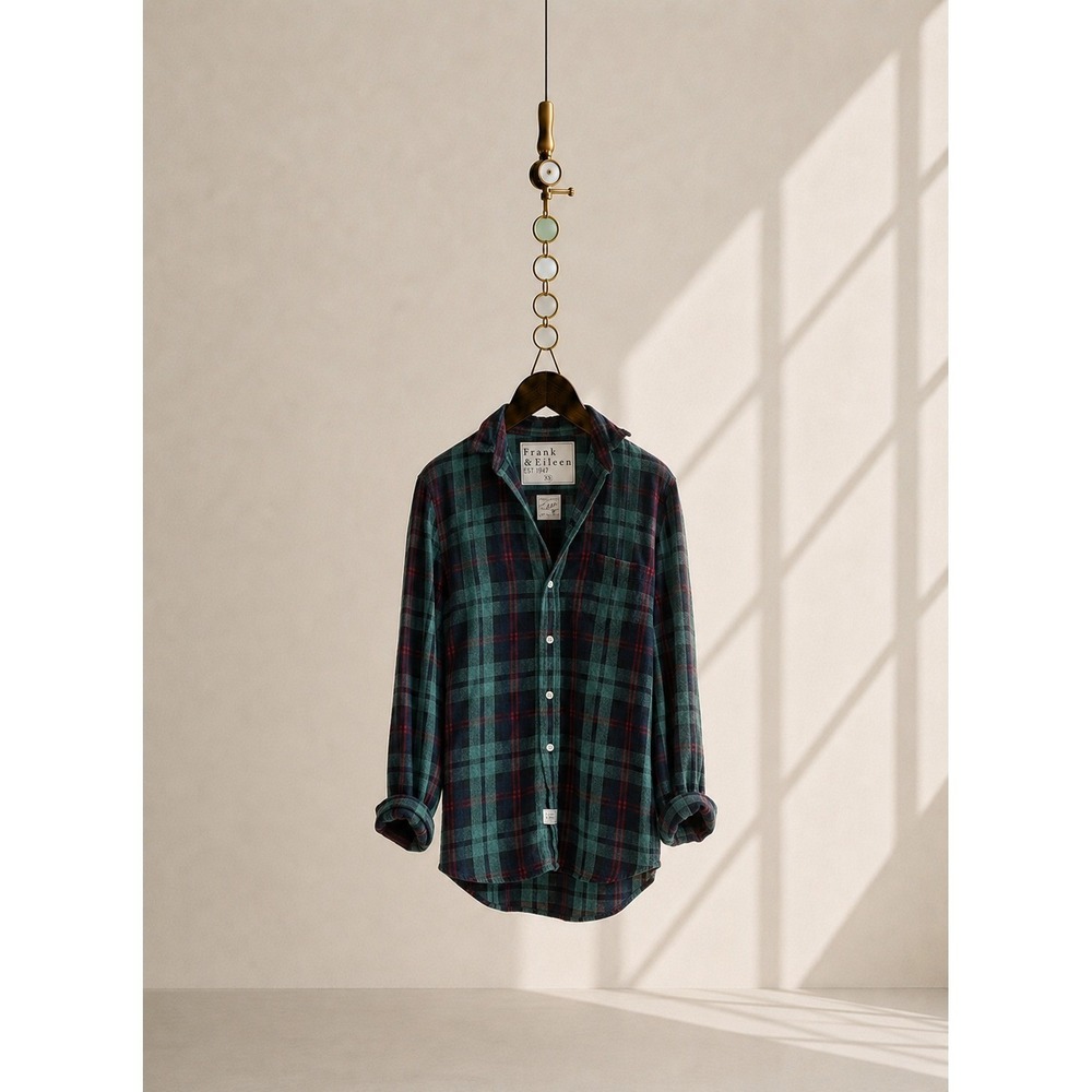 Frank & Eileen Eileen XS Italian Plaid Cotton Flannel Oversized Button Down